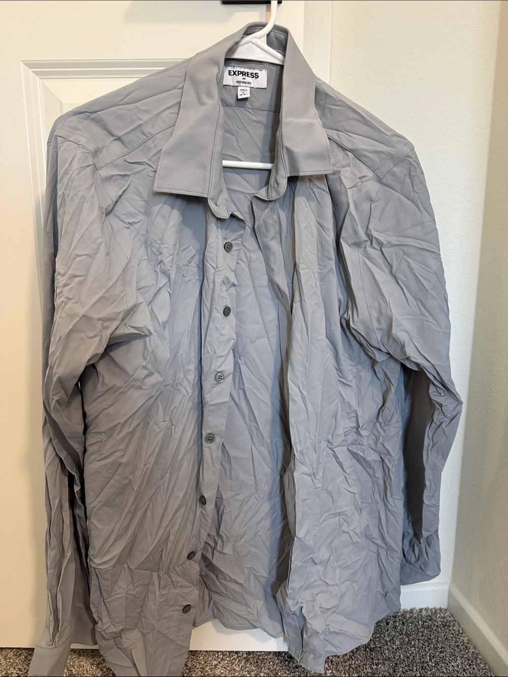 Express Men's Light Gray Button-Front Shirt